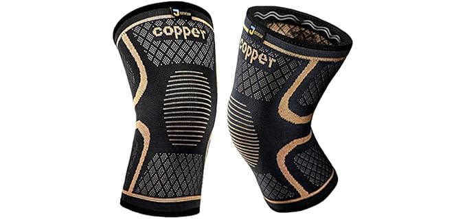 Copper Knee Braces for Men and Women (2 pack) -Knee Supports Copper Compression Knee Sleeve for Knee Pain, Arthritis, Sports and Recovery Support (X-Large)
