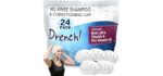 Drench No Water Hair Washing Cap - Waterless Shower Caps with Shampoo and Conditioner - Disposable Rinse Free Wash Aids - Ideal for Elderly and Disabled - Pack of 24