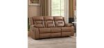 EBELLO Faux Leather Manual Reclining Sofa, 3 Seat Recliner Sofa Chair, Couch Furniture for Living Room, Furniture, Meeting Room, Brown (3 Seat Sofa)
