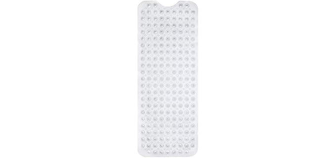 ENKOSI Bath Mat – 40 x 16 Inch Extra Long Non Slip Bathtub Mat – Anti Slip Clear Shower Mat with Suction Cups and Drain Holes – Bathroom Mat for Bath Tub and Smooth Shower Floors (40x16 Clear)