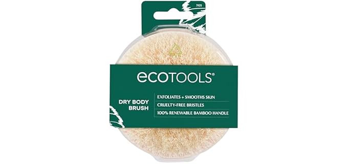 EcoTools Dry Body Brush, Cruelty-Free Bristles Exfoliate & Smooth Skin, Dry Brushing Removes Flaky Skin, May Help Improve Circulation & Tone, Eco-Friendly Skincare Tool, Vegan & Cruelty-Free, 1 Count