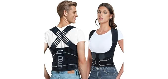 Enthra Back Brace Posture Corrector for Women and Men with Spine Vertical Alignment System, Lower Back Pain Relief, Back Straighter Instant Posture Corrector - Scoliosis