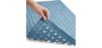 GORILLA GRIP Patented Bath Tub Shower Mat, Machine Washable Bathtub Floor Liner Mats, Suction Cups and Drain Holes to Keep Tubs Clean, Soft on Feet, Bathroom Essentials, 35x16 Inch, Sky Blue Opaque
