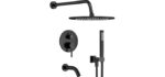 Gabrylly Black Shower System with Tub Spout, Bathtub Shower Faucets Set with 3-Way Shower Valve, High Pressure 10