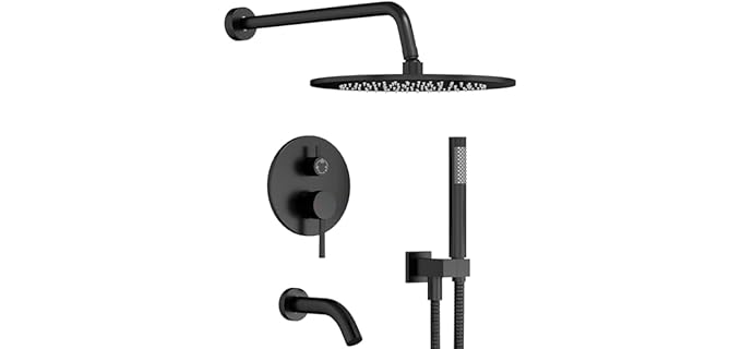 Gabrylly Black Shower System with Tub Spout, Bathtub Shower Faucets Set with 3-Way Shower Valve, High Pressure 10