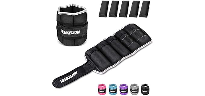 Henkelion 1 Pair 20 Lbs Adjustable Ankle Weights for Women Men Kids, Strength Training Wrist and Ankle Weights Set for Gym, Fitness Workout, Running, Lifting Exercise Leg Weights - Each 10 Lbs Black