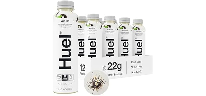Huel Ready-to-Drink | Vanilla Meal Replacement Drink | High Protein Drink | Nutritionally Complete, Low Sugar, High Fiber, Plant Based, Vegan, Healthy | 20g Protein Per Bottle, 16.9 Fl Oz (12 Pack)