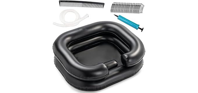 Inflatable Shampoo Basin - Portable Hair Washing Bowl/Tub for Bedridden, Disabled,Injured, Elderly, Hair Washtub for Dreadlocks and at Home Sink Washing (Black)