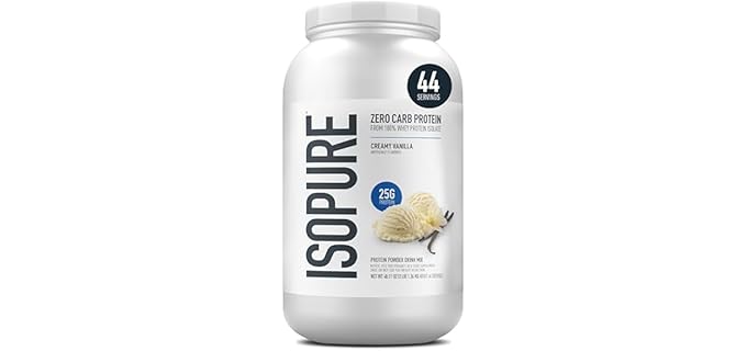 Isopure Zero Carb 100% Pure Whey Isolate Protein Powder, Lactose Free, Gluten Free, With Vitamins, Creamy Vanilla, 25g Protein Per Serving, 3 Lbs, 44 Servings (Packaging May Vary)