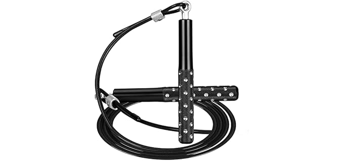 Jump Rope, Wastou Speed Jumping Rope for Training Fitness Exercise, Adjustable Adults Workout Skipping Rope for Men, Women, Kids, Girls (Black-B)