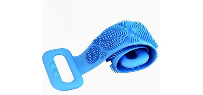Jwxstore Silicone Back Scrubber for Shower, Silicone Body Scrubber, 35 Inch Extra Long Bath Body Brush Back Brush Exfoliating Body Scrubber with Handle for Men Women