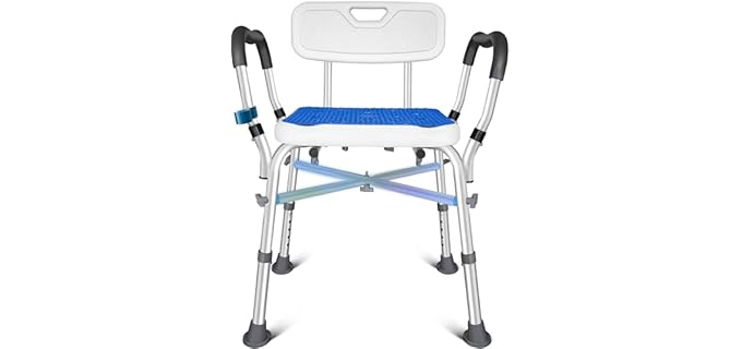 KingPavonini Shower Chair for Inside Shower, 550LBs Heavy Duty Bath Chair with Arms, Medical Shower Seat, Bath Stool Safety Shower Bench with Reinforced Crossing Bar for Elderly, Adults, Disabled