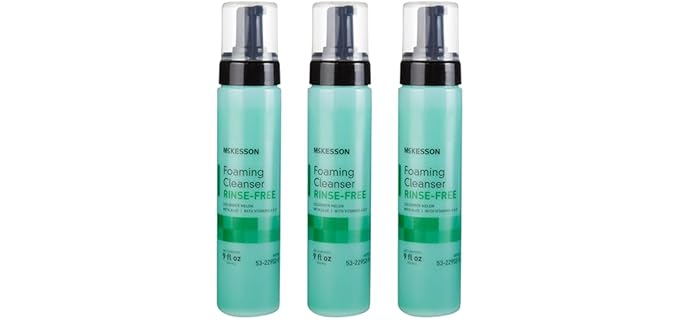 McKesson Rinse-Free Foam Cleanser with Aloe, 9 oz [3 Count] Vitamin A and E - Body Wash & Shampoo for Elderly, Hospital Grade, Cucumber Melon