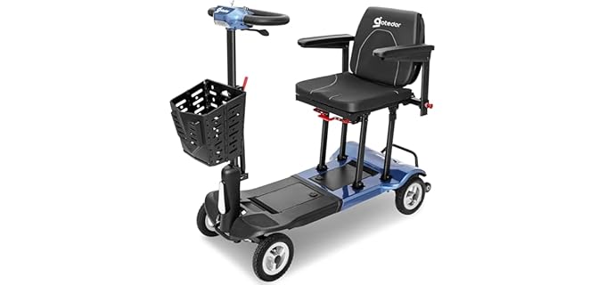 Mobility Scooters for Adults,Ultra Lightweight 36Lbs Folding Electric Powered Scooter for Senior 22 Miles Long Travel Range w/2 Lithium Batteries All Terrain Motorized Scooter Airline Approved