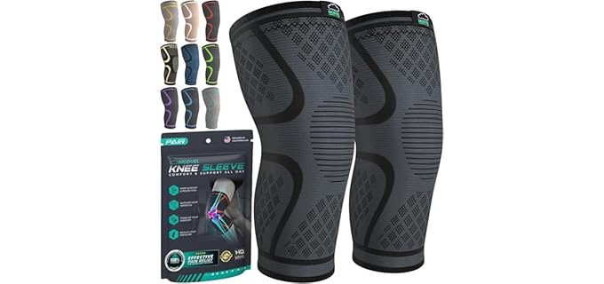 Modvel Compression Knee Brace for Women & Men, 2-Pack Knee Brace for Running Knee Pain, Knee Support Compression Sleeve, Workout Sports Knee Braces for Meniscus Tear, ACL & Arthritis Pain Relief