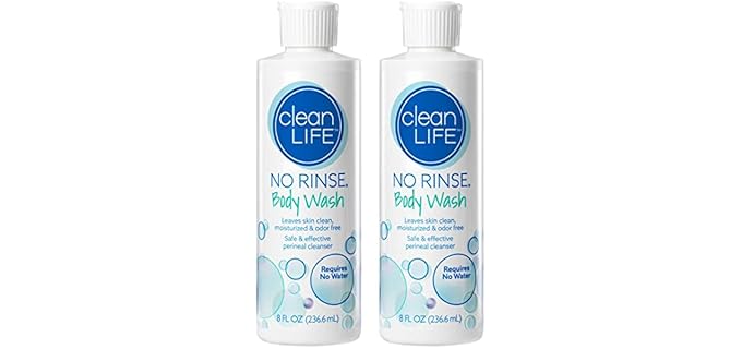 No-Rinse Body Wash, 8 fl oz - Leaves Skin Clean, Moisturized and Odor-Free, Rinse-Free Formula (Pack of 2)