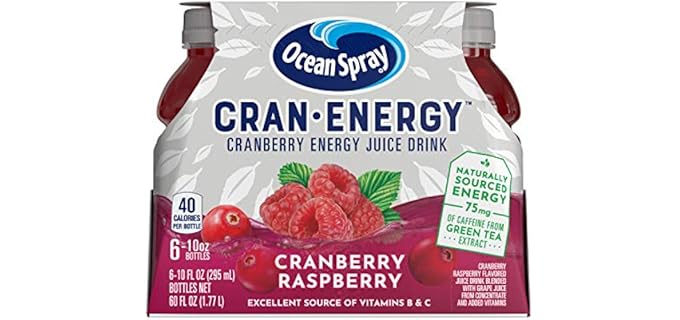 Ocean Spray, Cran-Energy Cranberry Raspberry Energy Juice Drink, 10 Fl Oz Bottles, 6 Ct