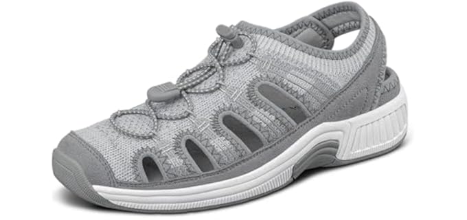 Orthofeet Women's Orthopedic Grey Knit Laguna Sandals, Size 5
