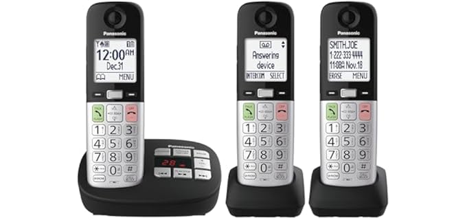 Panasonic Cordless Phone, Easy to Use with Large Display and Big Buttons, Flashing Favorites Key, Built in Flashlight, Call Block, Volume Boost, Talking Caller ID, 2 Cordless Handsets - KX-TGU433B