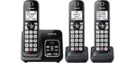 Panasonic Cordless Phone with Answering Machine, Advanced Call Block, Bilingual Caller ID and Easy to Read High-Contrast Display, Expandable System with 3 Handsets - KX-TGD833M (Metallic Black)