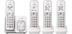 Panasonic Cordless Phone with Answering Machine, Link2Cell Bluetooth, Voice Assistant and Advanced Call Blocking, Expandable System with 4 Handsets - KX-TGD864W (White)