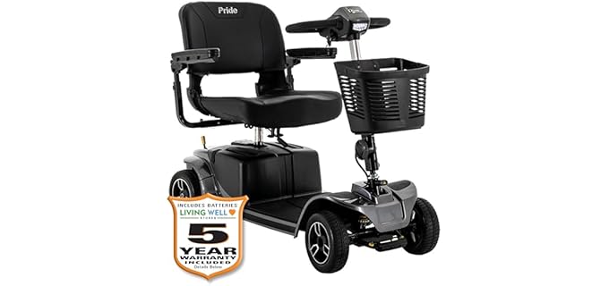 Pride Revo 2.0 4-Wheel Mobility Scooter, 400 Lbs. Weight Capacity, Comfort-Trac Suspension, with 5-Year Extended Warr (Grey)