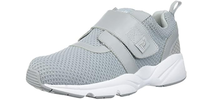 Propét Men's Stability X Strap Closure Shoes Extra Cushion Removable Insoles, Grey, 12 X-Wide