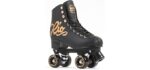 Rio Roller Rose Roller Skates - Unisex Indoor/Outdoor Quad Roller Skates for Women and Men (Mens 7 / Ladies 8, Black/Rose Gold)