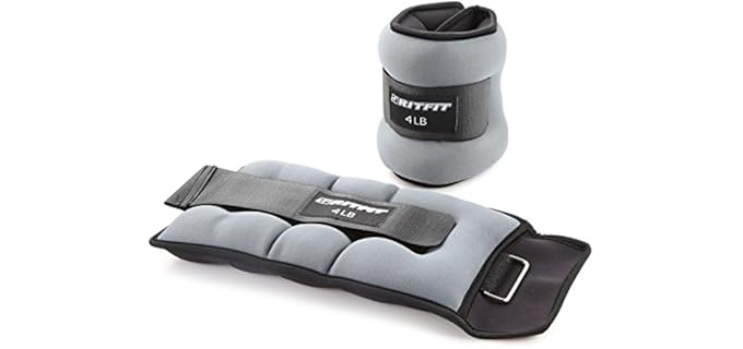RitFit Ankle Wrist Weights for Women & Men (1 Pair) with Fully Adjustable Strap for Arm, Hand & Leg - Best for Walking, Jogging, Gymnastics, Aerobics (GreyNew - 4 lbs Each)