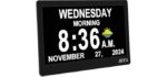 SSYA Dementia Clock for Seniors, Digital Clock with Date and Day of Week, Auto DST, Non-Abbreviated Large Calendar Alarm Clocks (Black)