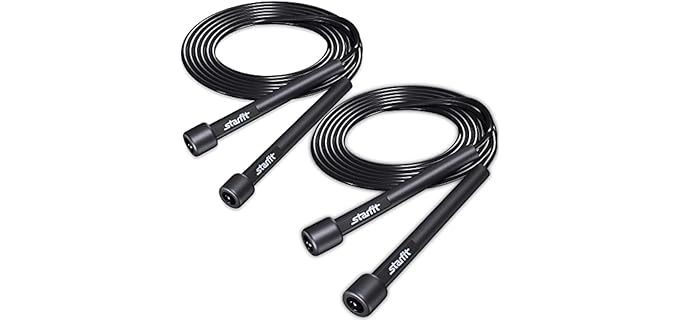 STARFIT Lightweight Jump Rope 2pcs for Fitness and Exercise,Adjustable Jump Ropes with Plastic Handles, Cardio and Endurance Training,Jumping Rope for Workout (Black+Black)