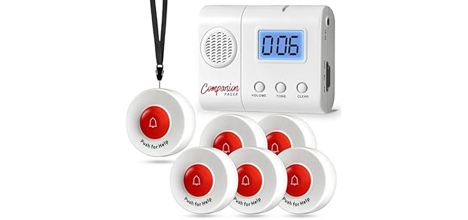 SYNLETT Caregiver Pager for Elderly Adults Nurse 6 Call Buttons for Elderly at Home Seniors Patients Nurse Call Light Monitoring System Alert Button Bed Alarm Buzzer Emergency Clinic