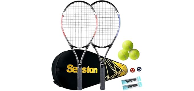 Senston Tennis Rackets for Adults 27 inch Tennis Racquets - 2 Player Tennis Set with 2 Grips, 2 Vibration Dampers