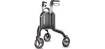 Soundfuse 3 Wheel Walkers for Seniors, Lightweight Foldable Aluminum Rollator Walker, Height Adjustable Three Wheel Walker, Black