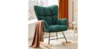 Sweetcrispy Rocking Chair Nursery, Teddy Upholstered Glider Rocker with High Backrest, Reading Chair Modern Rocking Accent Chairs Glider Chair for Nursery, Living Room, Bedroom