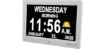 TROCOTN Dementia Clocks, Large Display Calendar Alarm Clock with Auto DST for Seniors, 5 Display Modes Large Font Digital Clock with Custom Alarms Day Date Clocks.(10 Inch White)