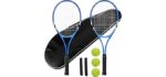 Tennis Rackets 2 Players Recreational for Beginners,Pre-Strung 27 Inch Light Adult Racquet Set for Women Men with Tennis Balls,Overgrips and Carry Bag (Blue)