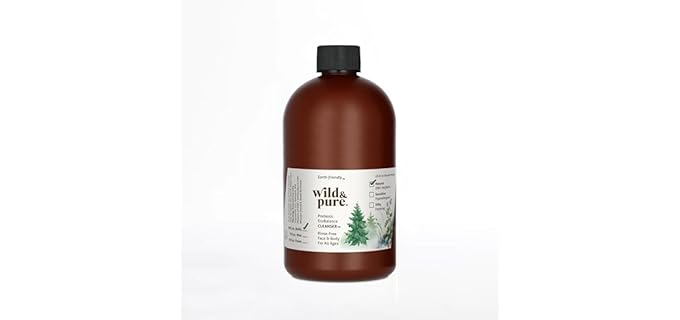Wild & Pure EWG Verified All Natural, Plant-Based EcoBalance™ Cleanser - 18 Oz Refill | pH Balanced & Microbiome-Friendly | No-Rinse Body Wash