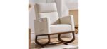 Yaheetech Rocking Chair, Modern Glider Chair, Recliner Armchair with Wood Legs and Side Pocket, Nursery Rocking Accent Chair with High Back for Living Room Bedroom, Beige