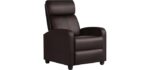 Yaheetech Recliner Chair Faux Leather Recliner Sofa Adjustable Modern Seat Club Chair Home Theater Seating Brown