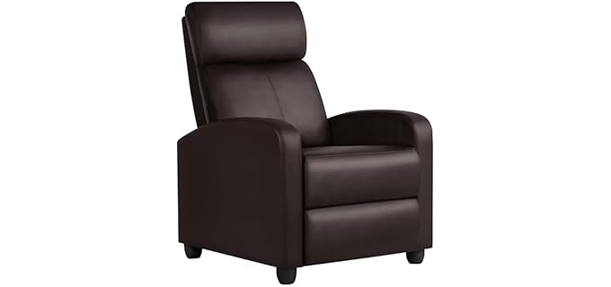 Yaheetech Recliner Chair Faux Leather Recliner Sofa Adjustable Modern Seat Club Chair Home Theater Seating Brown