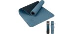 Yoga Mat Non Slip, Eco Friendly Fitness Exercise Mat with Carrying Strap,Pro Yoga Mats for Women,Workout Mats for Home, Pilates and Floor Exercises (Grey Blue/Black, Thickness-6mm)