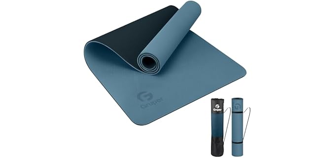 Yoga Mat Non Slip, Eco Friendly Fitness Exercise Mat with Carrying Strap,Pro Yoga Mats for Women,Workout Mats for Home, Pilates and Floor Exercises (Grey Blue/Black, Thickness-6mm)