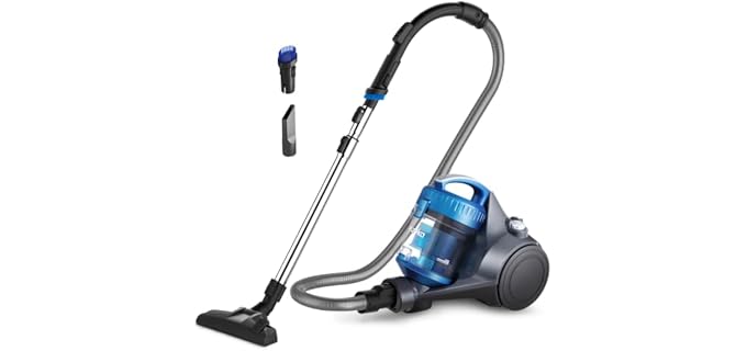 Eureka Whirlwind Bagless Canister Cleaner NEN110A Lightweight Corded Vacuum for Carpets and Hard Floors, Blue