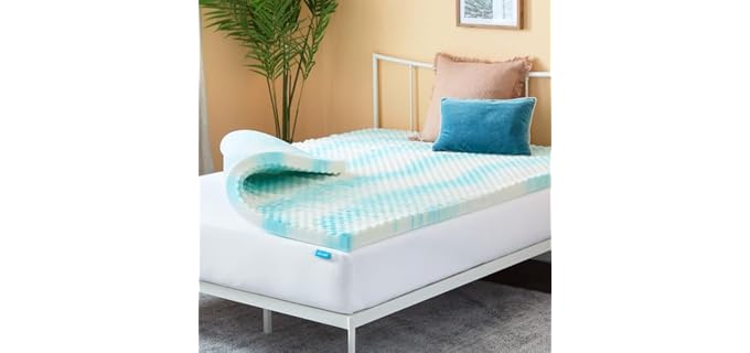Linenspa 3 Inch Egg Crate Gel Memory Foam Topper, Reversible, Full Size | Egg crate convoluted design, Reversible for two feels, Promotes airflow, Relieves pressure points, Gel-infused foam