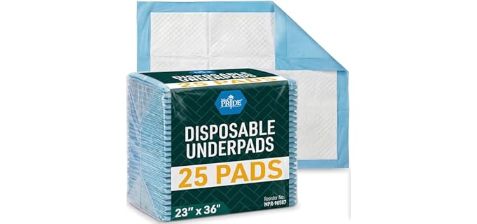 MED PRIDE Disposable Underpads 23x36 in,Super Absorbent,Incontinence,25 Ct