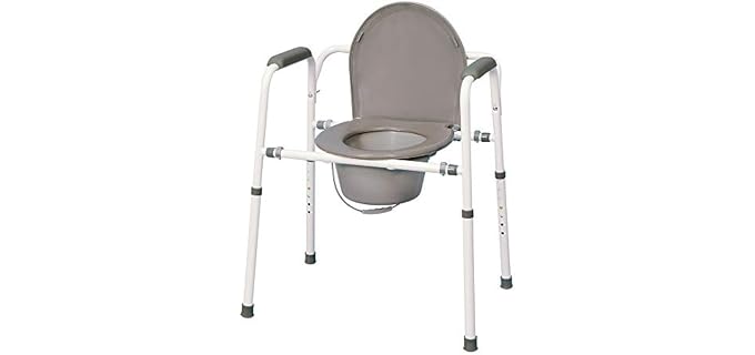 MedPro Homecare Commode Chair with Adjustable Height, Convenient and Safer Toilet Alternative, Durable and Rust Resistant, 7 Height Adjustments, Molded Plastic Armrests, Gray, 1 Count (Pack of 1)