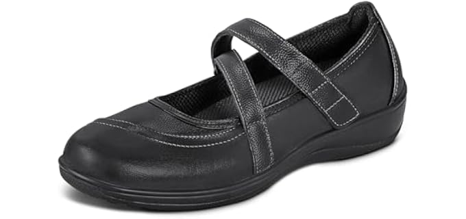 Orthofeet Celina Orthopedic Women's Mary Jane Shoes, Black, Size 10 Wide